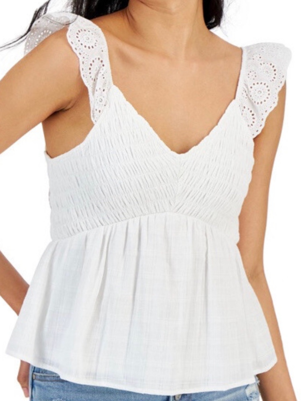 Urban Romantics Eyelet Ruffle Tank